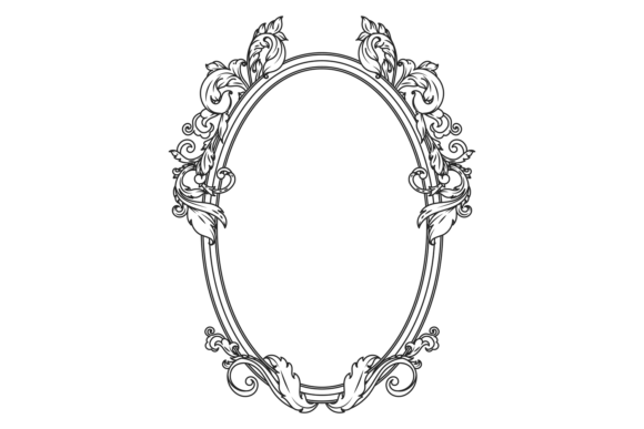 Baroque Circle Engraving with Decorative Graphics