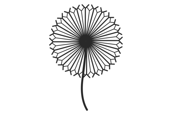 Dandelion Decorative Element. Flower Hea: Graphics & Illustrations