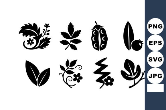 Decorative Black Botanical Elements: Graphics & Illustrations