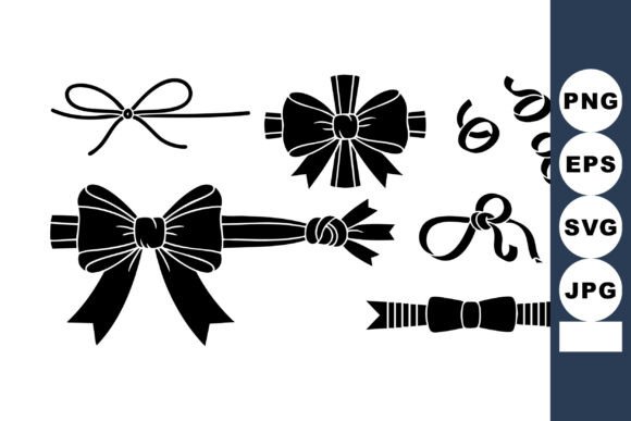 Decorative Black Ribbon Bows and Curls V Graphics