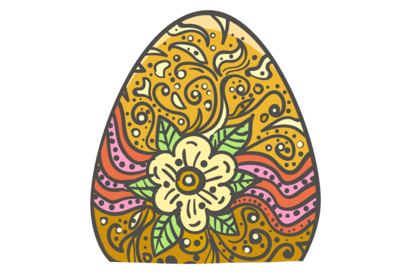 Decorative Easter Egg with Floral Pattern: Graphics & Illustrations