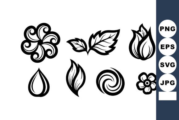 Decorative Floral and Leaf Vector Icons: Graphics & Illustrations for Local Branding