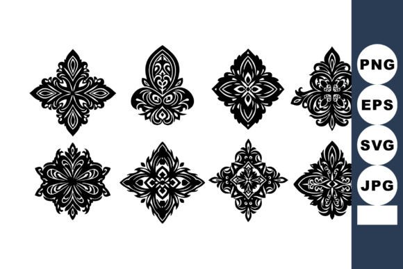 Decorative Floral Ornamental Vector Elem: Graphics & Illustrations