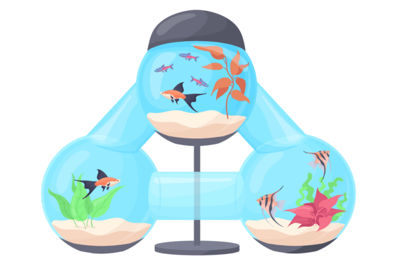 Decorative Glass Aquarium Graphics & Illustrations