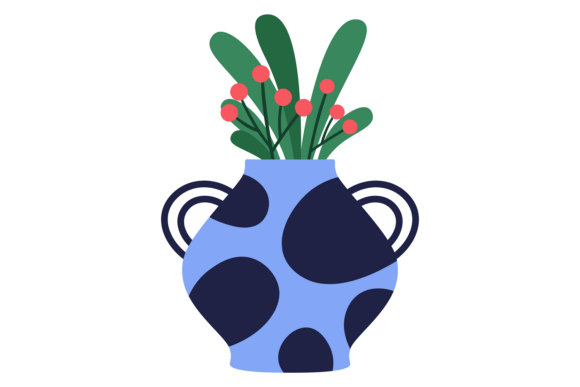 Decorative Jar with Blooming Botany. Coz Graphics