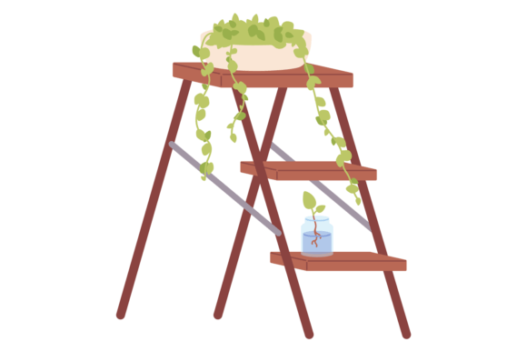Decorative Ladder with Houseplants Graphics for Handmade Creators