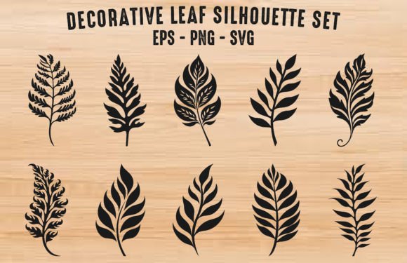 Decorative Leaf Silhouettes Graphics for Modern Illustrations