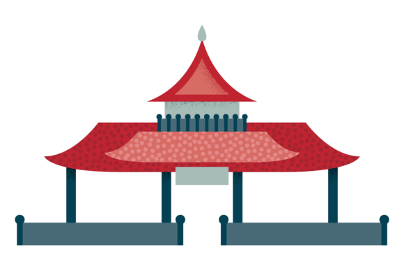 Decorative Roof Asian Building Graphics for Crafting