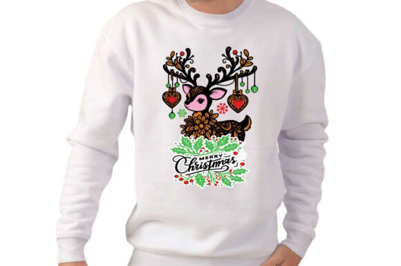 Floral Christmas Reindeer Decorative Graphics & Illustrations
