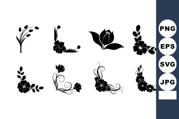 Floral Corner Decorative Elements with B