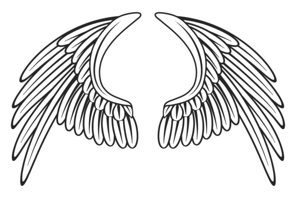 Heraldic Wings Drawing: Decorative Bird Graphics & Illustrations