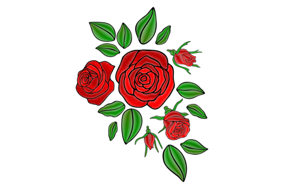 Red Rose Composition: Decorative Floral Graphics