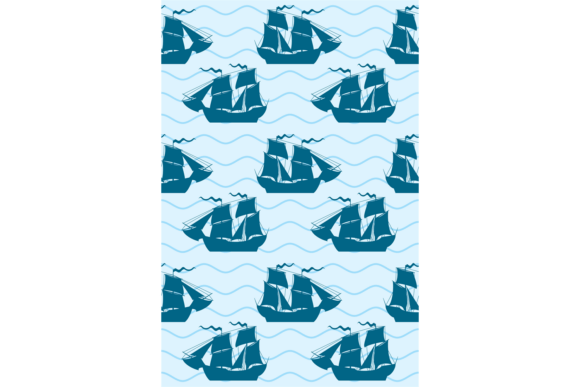 Sailing Ship Decorative Pattern. Seamles — Graphics & Illustrations