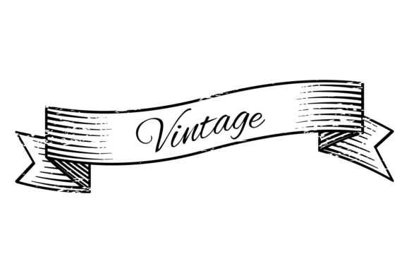 Vintage Decorative Ribbon Banner. Retro Graphics for Digital Sellers